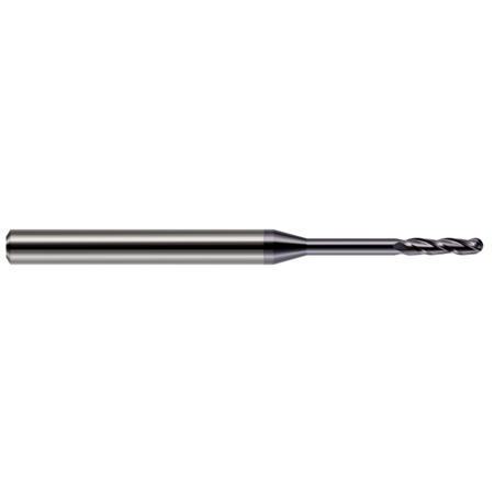 HARVEY TOOL Miniature End Mill - Ball - Long Reach, Long Flute, 0.0150" (1/64), Number of Flutes: 3 13815-C3